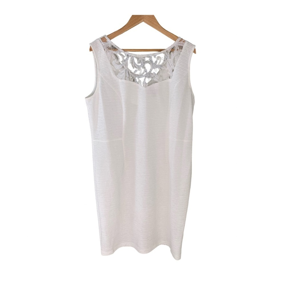 Maya Brooke Elegant White Lace Sleeveless Cocktail Dress Size 18